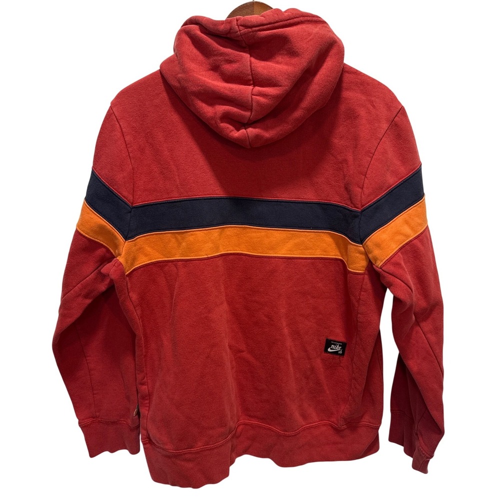 Nike SB Mens Red Colorblock Striped Pullover Hoodie Sweatshirt Large AJ9732-687 - Picture 6 of 6